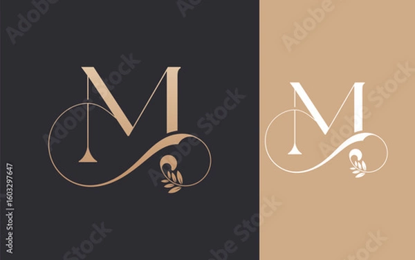 Fototapeta Abstract Initial letter M and Infinity decoration logo design vector illustration