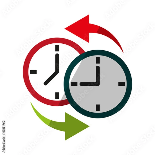 Fototapeta two clocks time zone change icon image vector illustration design 