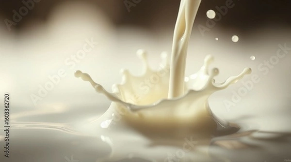 Fototapeta Dynamic Milk Splash with Pouring Stream