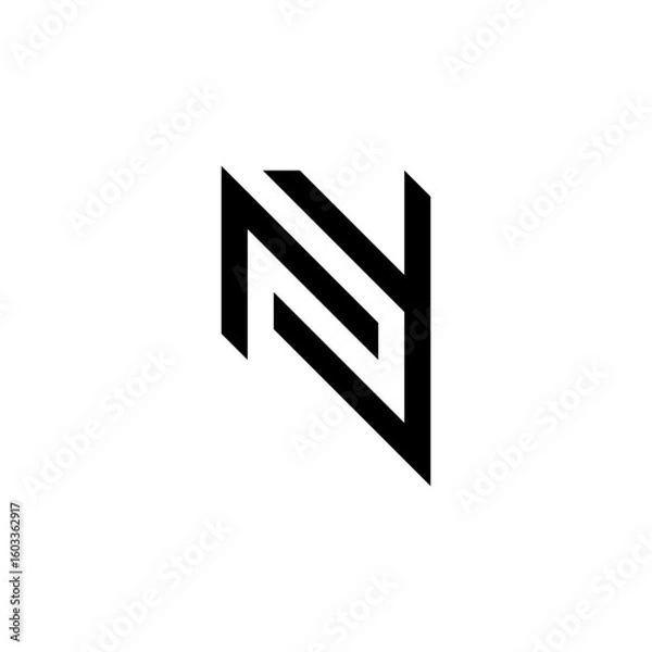 Fototapeta letter YN unique shape logo monogram