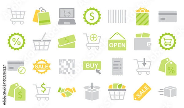 Obraz A set of shopping and commerce themed icons
