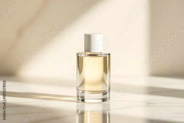 Fototapeta Elegant Perfume Bottle with Soft Light and Shadows