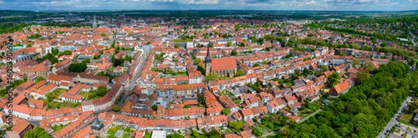 Obraz Aerial view of the old town of the city Hanau in Germany on a sunny spring day