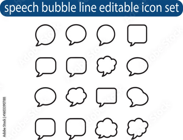 Obraz speech bubble line editable icon set.