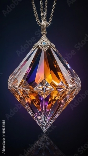 Obraz Stunning Multi-colored Diamonds Elegantly Hanging from Delicate Chains in a Captivating Display