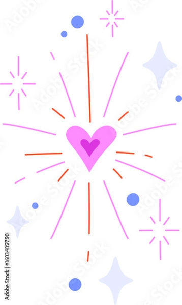 Fototapeta Heart with Radiating Lines Tiny Tattoo