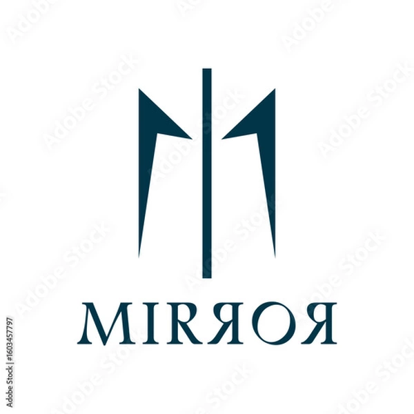 Fototapeta A creative illustration incorporating symmetry and geometric elements with a mirrored arrow design, evoking concepts of reflection, balance, and modern sophistication.