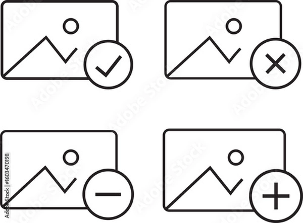 Fototapeta image gallery edit icon set.Minimal image sign, photography, including cameras, images vector,
