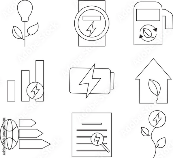 Fototapeta Set Of vector Icon Energy & Ecology