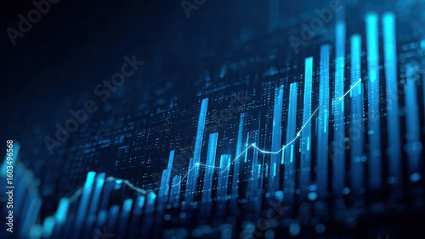 Fototapeta Futuristic data growth chart showing technology and financial progress