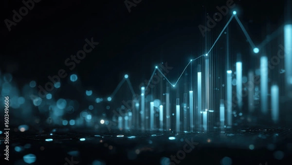 Fototapeta Futuristic data growth chart showing technology and financial progress