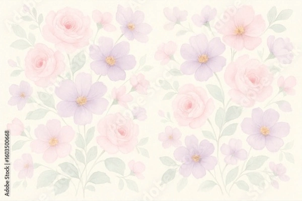 Obraz Elegant floral arrangement with soft pastel colors perfect for wedding invitations and feminine designs