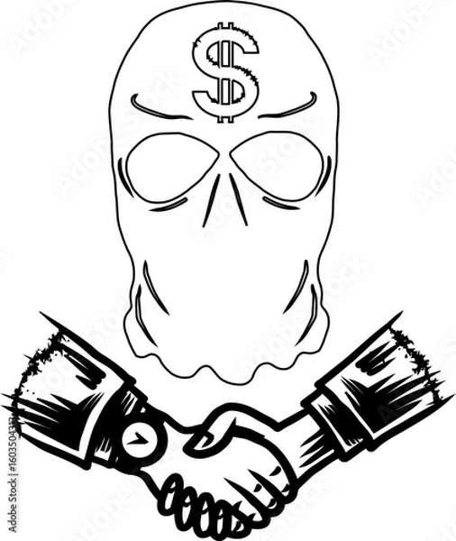 Obraz vector sketch illustration silhouette image design icon logo symbol villain terrorist threat abstract modern classic vintage for advertising image