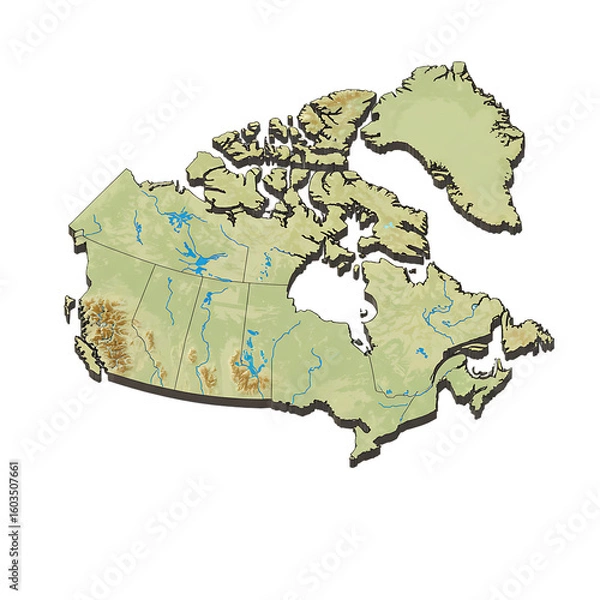 Obraz Political Terrain Map of Canada