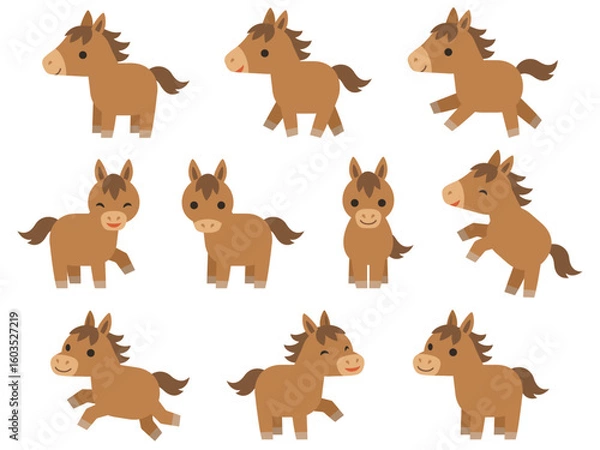 Fototapeta 馬のデフォルメキャラクターのイラストセット