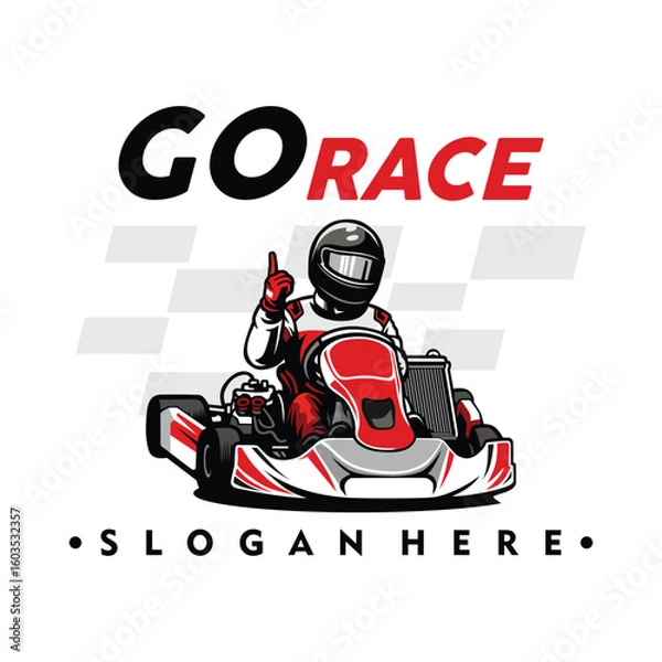Fototapeta race car racing gokart race racing vector illustration of a gokart gokart logo design speed gokart racing car vector