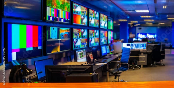 Fototapeta defocused background with tv studio
