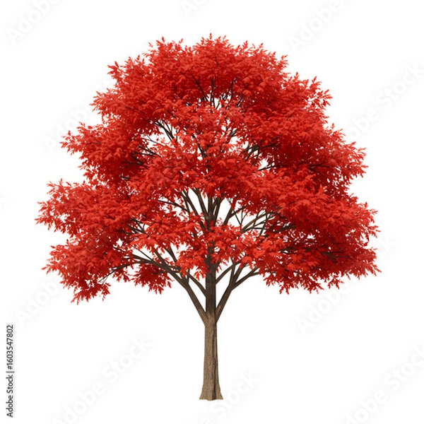 Fototapeta Vibrant red maple tree showcasing stunning autumn foliage, perfect for seasonal design projects