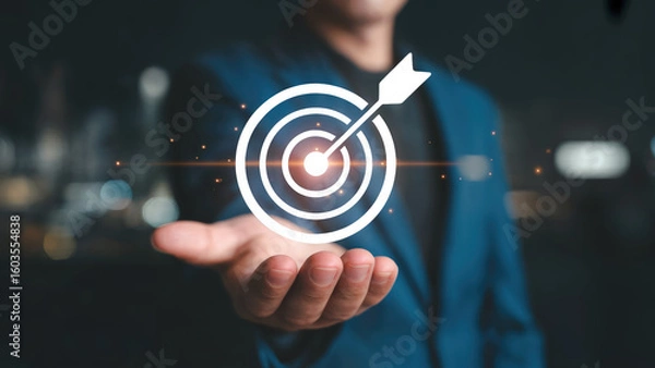 Obraz Achieve goals with focused business strategy and aim for success concept