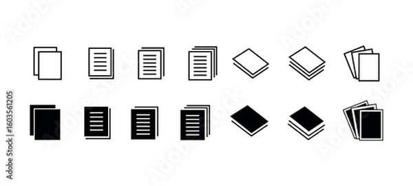 Fototapeta document icon set. paper icon set. book page symbol set for web, app, ui png and vector illustration on transparent background