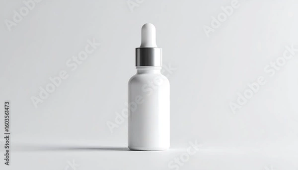 Obraz Blank white dropper bottle against a plain background