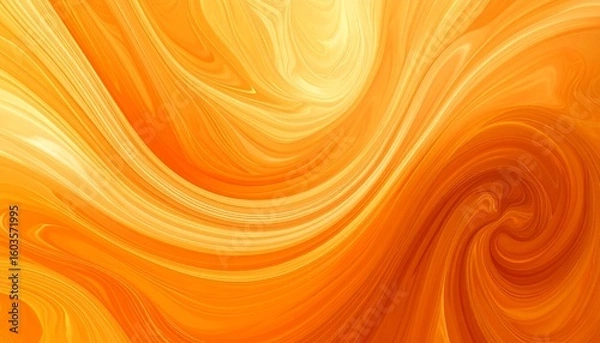 Fototapeta 鮮やかなオレンジの渦と流れが美しいマーブル模様の抽象アート背景