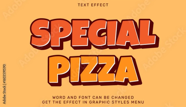 Fototapeta Special Pizza text effect vibrant typography perfect for branding, advertisements, or menu designs demanding a striking visual representation