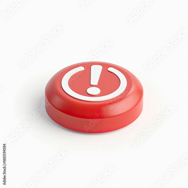 Fototapeta Red Alert Button 3D Icon Warning Sign - Minimalism