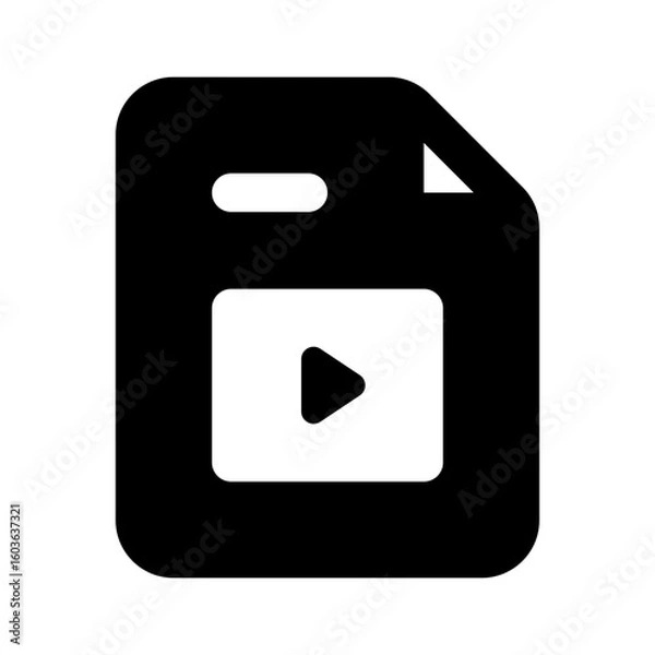 Fototapeta Video File Simple Glyph Icon. Single icon, glyph vector icon