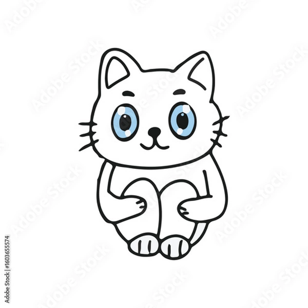 Fototapeta Playful white cat characters vector, illustration design