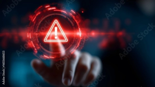 Fototapeta Critical security alert system, Digital danger warning interface, Online risk management solution, Emergency system notification technology