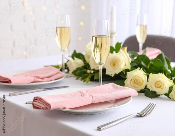 Obraz wedding table setting with flowers