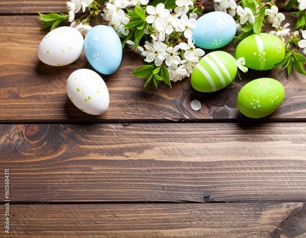 Obraz easter eggs on wooden background