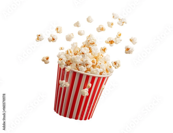 Fototapeta Popcorn bucket, floating in the air isolated on a transparent background