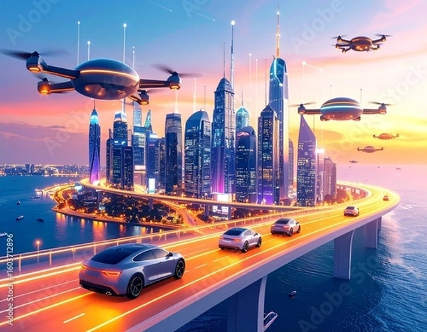 Obraz traffic at night