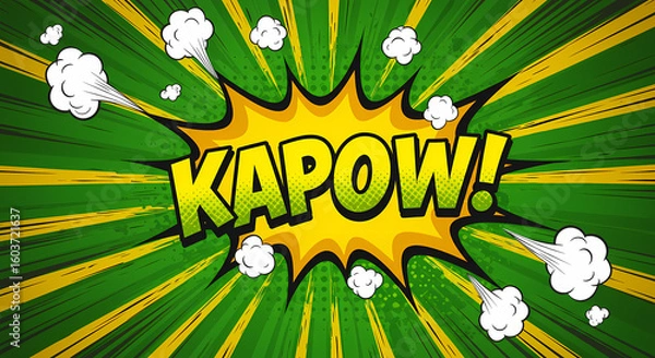 Fototapeta Comic Book Explosion with KAPOW Text and Pop Art