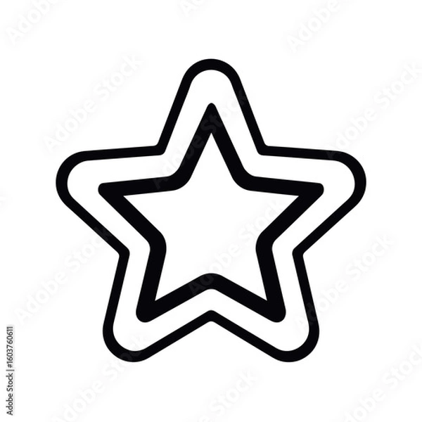 Fototapeta Stylized five-pointed star with a bold black outline and inner white fill, concept for graphic design element, icon creation, and decorative embellishment