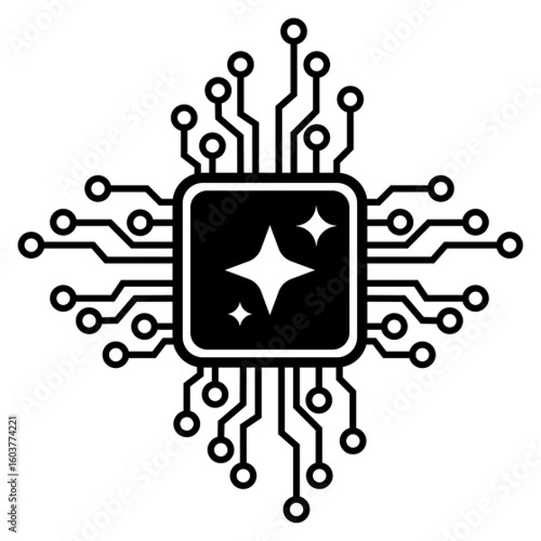 Fototapeta Artificial Intelligence Microchip AI