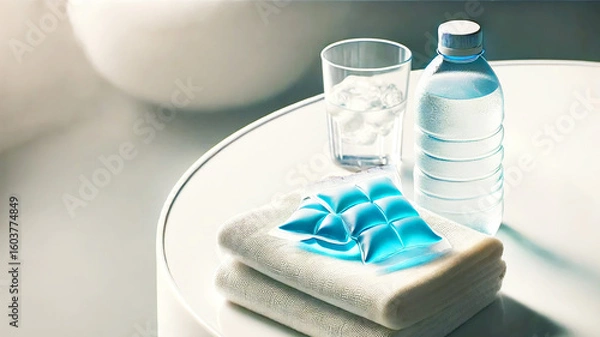 Fototapeta 熱中症対策グッズの静物｜Hydration and Heat Stroke Prevention Essentials in Summer