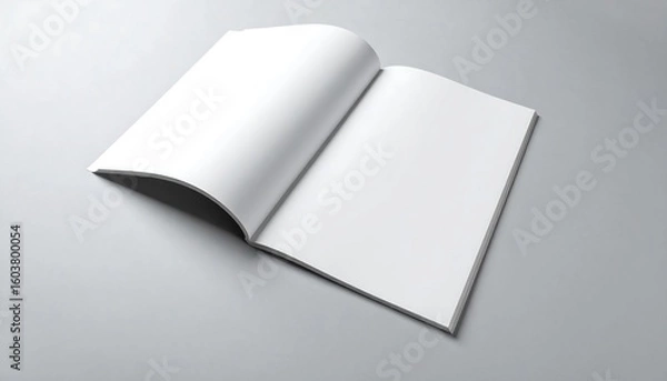 Fototapeta Open Blank Magazine Mockup with Gray Background.