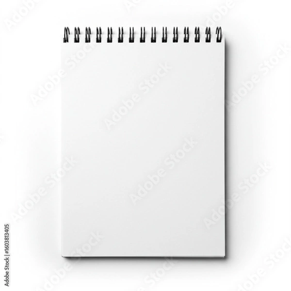 Fototapeta Blank Spiral Notebook Mockup: High-Detail, Isolated on White Background in 8k resolution.