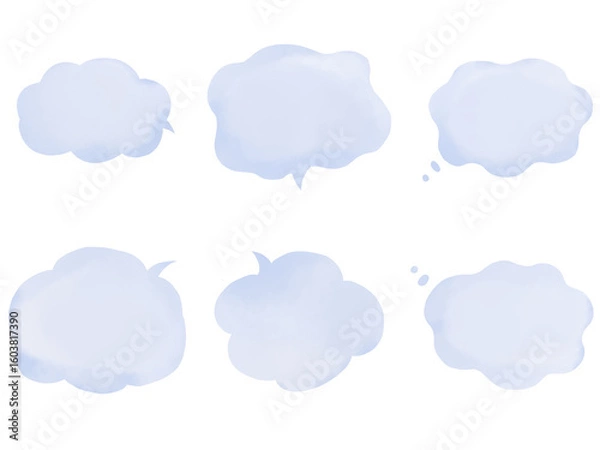 Fototapeta 水彩の吹き出しセット：くすみカラー・ため息やもやもや
