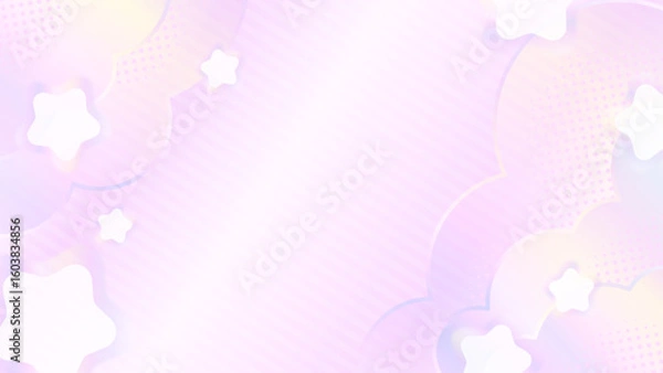 Obraz パステルカラーの星と雲の可愛いフレーム背景