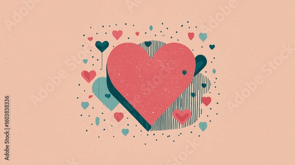 Fototapeta support mental health with love: heart symbol flat vector poster for inspiring spaces and promoting positive emotions in your interior design