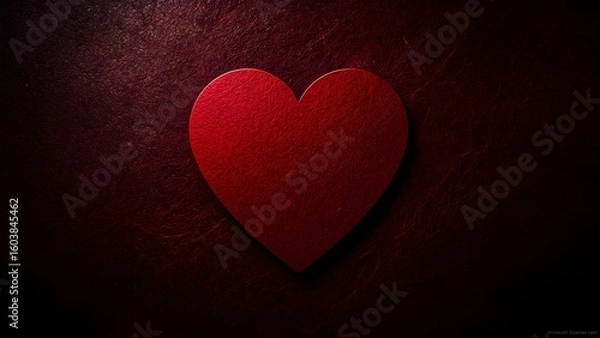 Obraz Abstract red heart symbol on textured dark background, evoking deep emotions with dramatic lighting.