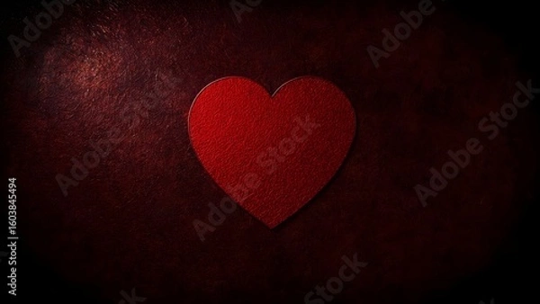 Obraz Abstract red heart symbol on textured dark background, evoking deep emotions with dramatic lighting.
