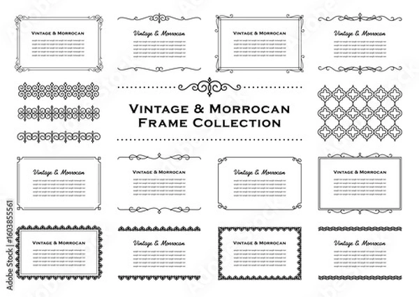 Obraz vintage frame set 9_black／ビンテージフレーム・モロッカン・ビクトリアンオーナメントのセット／モノクロ