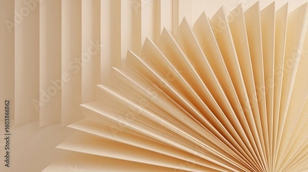 Fototapeta Abstract Beige Paper Fan Texture Minimalist Geometric Design with Soft Lighting and Clean Lines