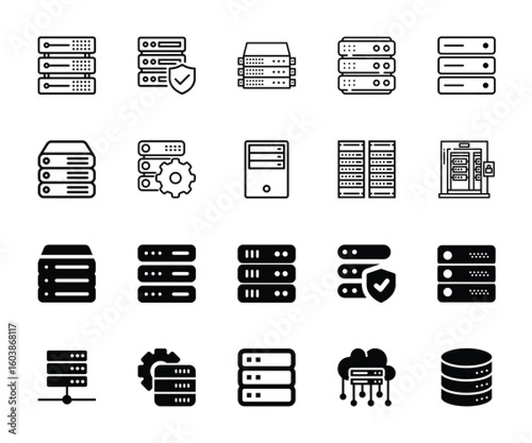 Fototapeta Server icon, cloud storage, data backup, file storage