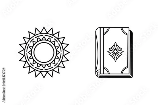 Fototapeta Sun and book icons symbol graphic